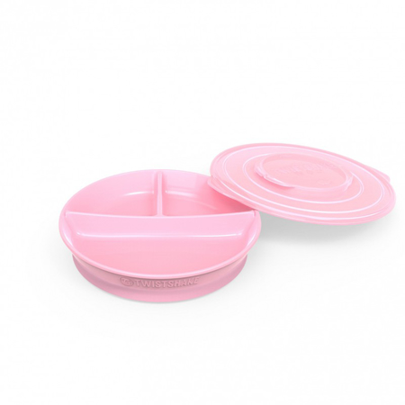 Twistshake® Assiette divisée 210ml +2x90ml (6+M) - Pastel Pink