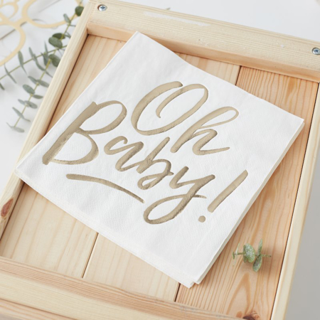 Photo de Ginger Ray® Serviettes en papier pour baby shower Oh Baby ! Gold