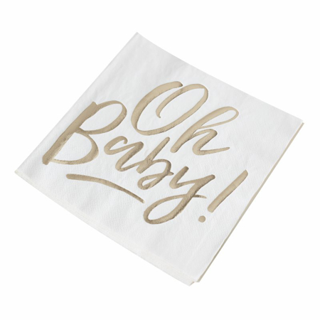 Ginger Ray® Serviettes en papier pour baby shower Oh Baby ! Gold