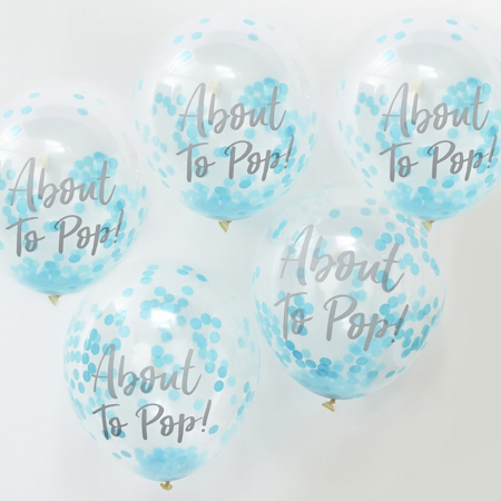Photo de Ginger Ray® Ballons avec confettis »About To Pop« Blue 5 pièces