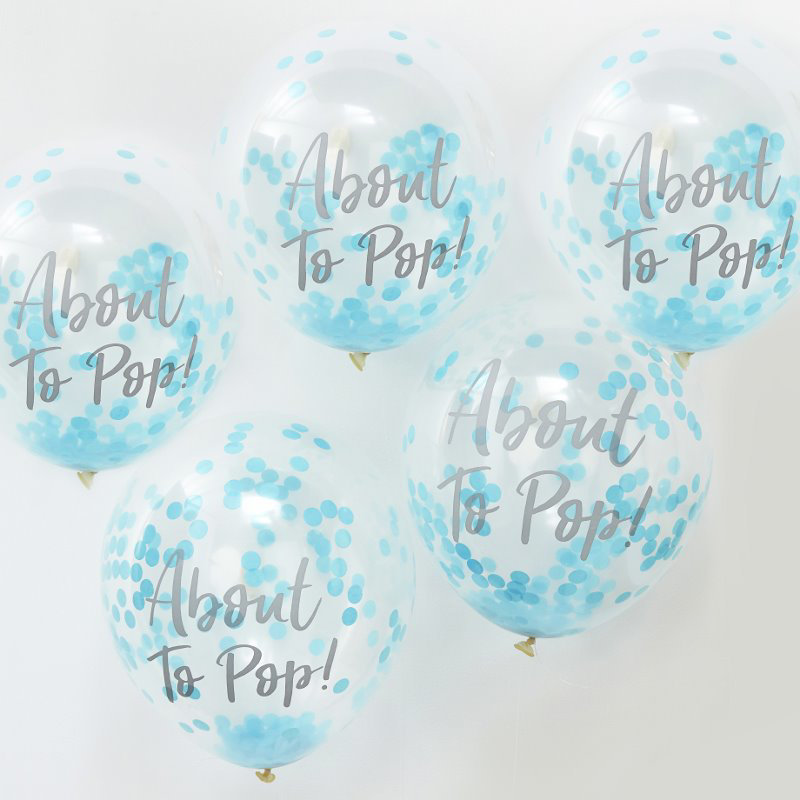 Photo de Ginger Ray® Ballons avec confettis »About To Pop« Blue 5 pièces
