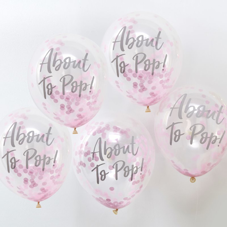 Photo de Ginger Ray® Ballons avec confettis »About To Pop« Pink 5 pièces