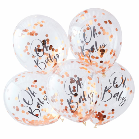 Ginger Ray® Ballons confettis Oh Baby en Rose Gold Twinkle Twinkle