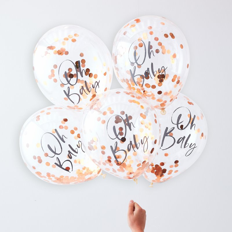 Photo de Ginger Ray® Ballons confettis Oh Baby en Rose Gold Twinkle Twinkle