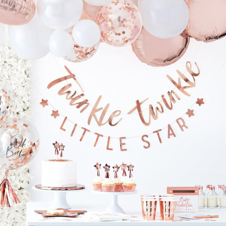 Photo de Ginger Ray® Ballons confettis Oh Baby en Rose Gold Twinkle Twinkle