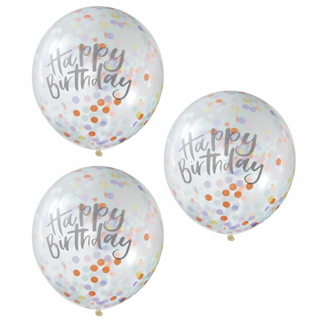 Ginger Ray® Ballons avec confettis Happy Birthday 5 pièces