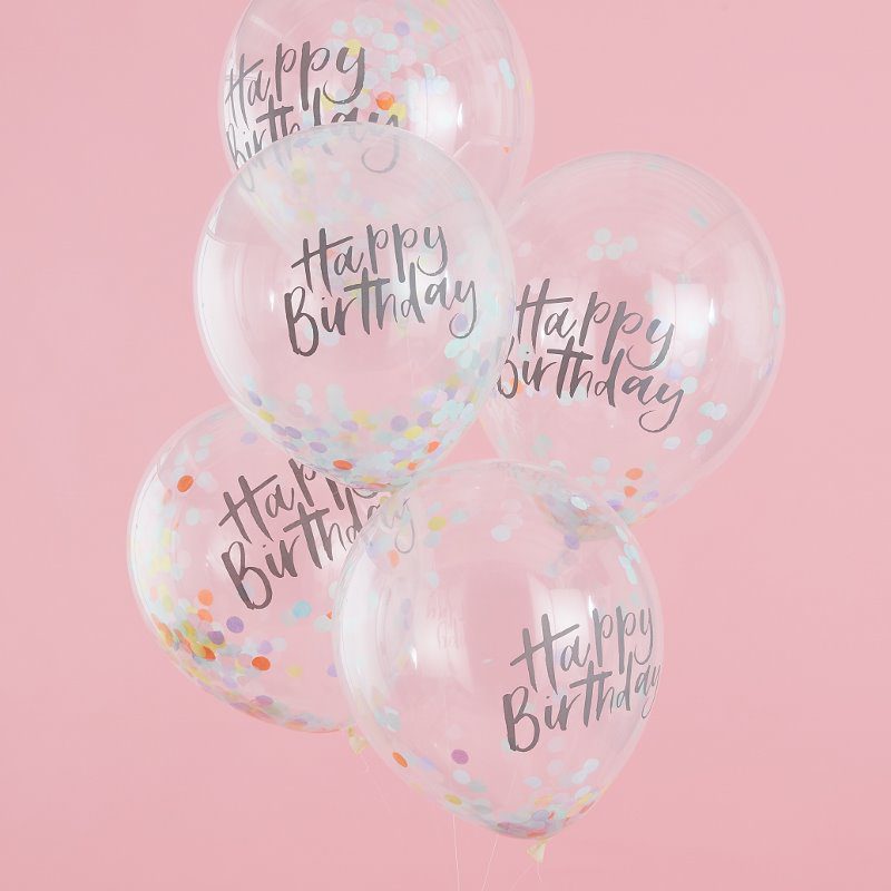 Photo de Ginger Ray® Ballons avec confettis Happy Birthday 5 pièces