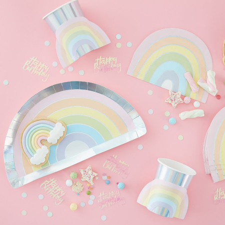 Photo de Ginger Ray® Serviette en papier Rainbow Pastel Party 16 pièces