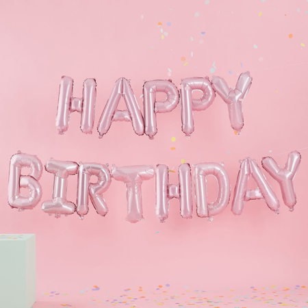 Photo de Ginger Ray® Guirlande ballon avec confettis Happy Birthday Mat Pastel Party