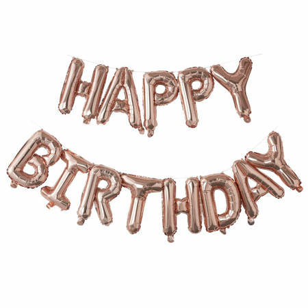 Ginger Ray® Guirlande ballon avec confettis Happy Birthday Rose Gold