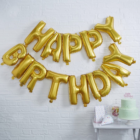 Photo de Ginger Ray® Guirlande ballon avec confettis Happy Birthday Gold