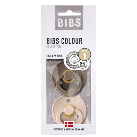 Bibs® (T1)Tétine en caoutchouc naturel, Dark Oak & Blush (0-6m)