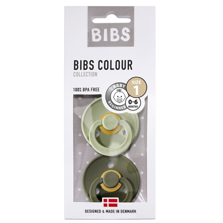 Bibs® (T1) Tétine en caoutchouc naturel, Sage & Hunter Green (0-6m)