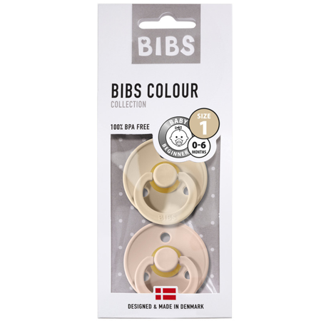 Bibs®(T1) Tétine en caoutchouc naturel, Vanilla & Blush (0-6m)