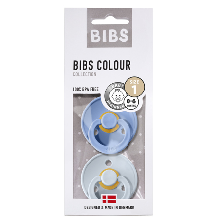 Bibs® (T1)Tétine en caoutchouc naturel, Sky Blue & Baby Blue (0-6m)
