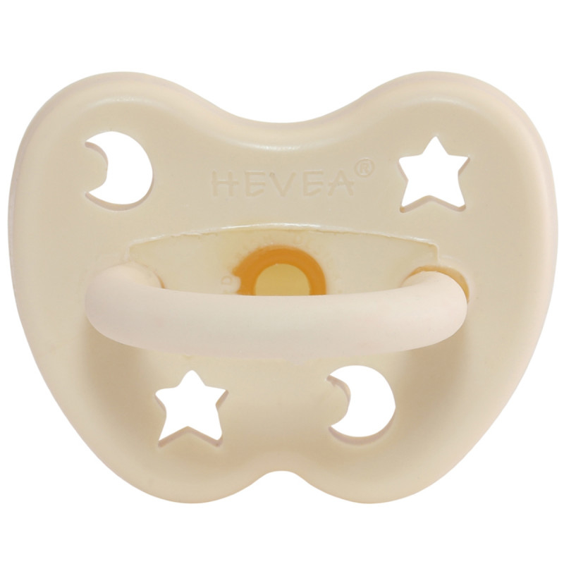 Photo de Hevea® Tétine orthodontique en caoutchouc Milky White LUNE& ÉTOILES