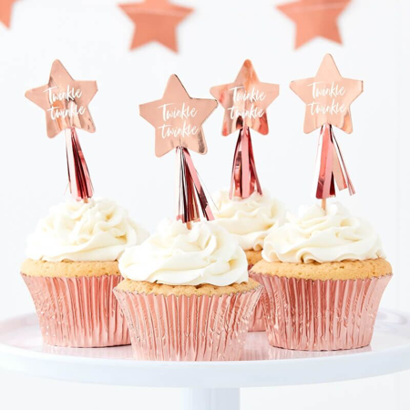 Photo de Ginger Ray® Twinkle Twinkle - Décorations pour cupcakes - Rose Gold