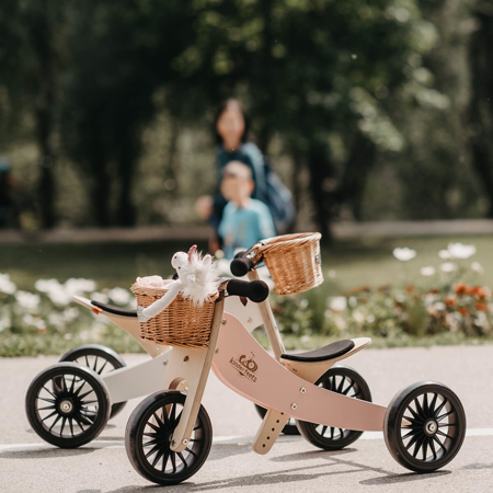 Photo de Kinderfeets® Draisienne-Tricycle en bois Tiny Tot PLUS 2en1 Rose