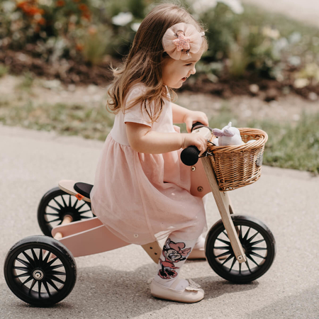 Photo de Kinderfeets® Draisienne-Tricycle en bois Tiny Tot PLUS 2en1 Rose