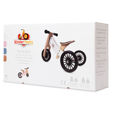 Photo de Kinderfeets® Draisienne-Tricycle en bois Tiny Tot PLUS 2en1 White
