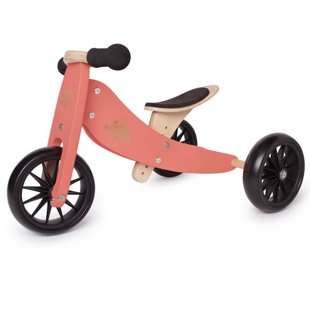 Photo de Kinderfeets® Draisienne-Tricycle en bois Tiny Tot 2en1 Coral