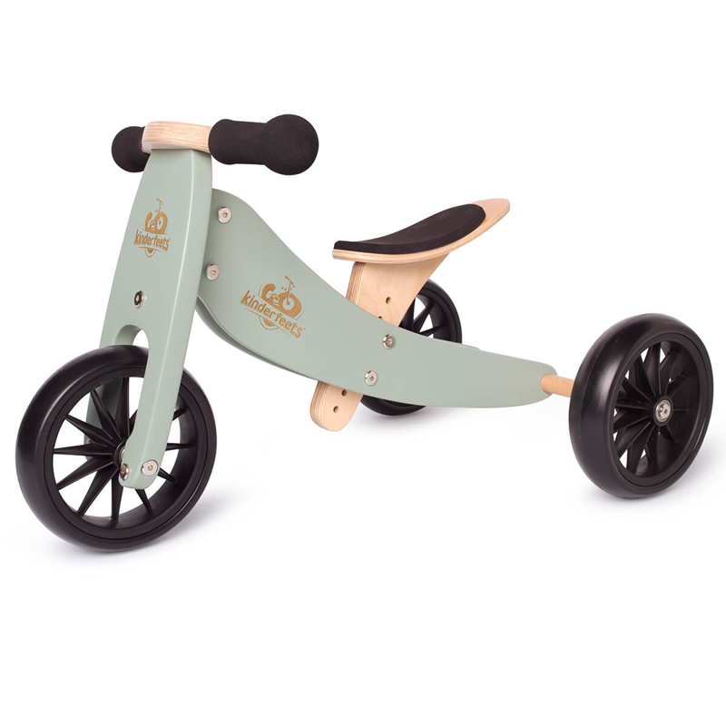 Photo de Kinderfeets® Draisienne-Tricycle en bois Tiny Tot Vélo 2en1 Sage