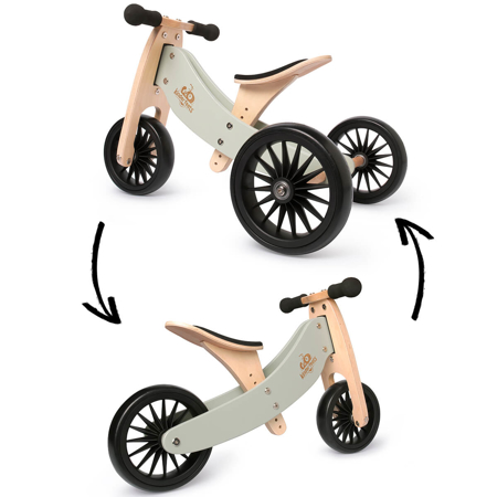 Photo de Kinderfeets® Draisienne-Tricycle en bois Tiny Tot PLUS 2en1 Silver Sage