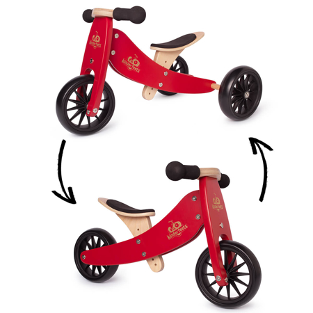 Photo de Kinderfeets® Draisienne-Tricycle en bois Tiny Tot Vélo 2en1 Cherry Red