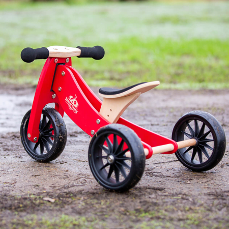 Photo de Kinderfeets® Draisienne-Tricycle en bois Tiny Tot Vélo 2en1 Cherry Red