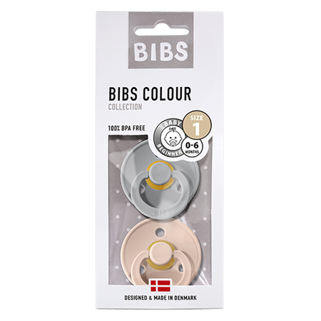 Bibs® (T1) Tétine en caoutchouc naturel, Blush & Cloud (0-6m)