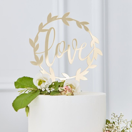Photo de Ginger Ray® Décoration dorée pour gâteau Love