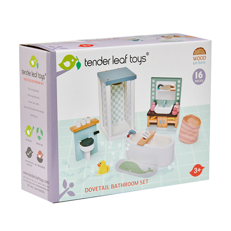 Tender Leaf Toys® Meubles salle de bain pour maison de poupées en bois - Dolls House Bathroom Furniture