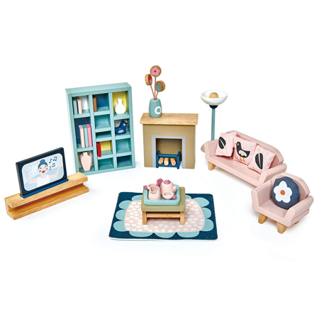 Photo de Tender Leaf Toys® Meubles de salon pour maison de poupées en bois - Dolls House Sitting Room Furniture