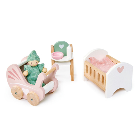 Photo de Tender Leaf Toys® Meubles de chambre bébé pour maison de poupées en bois - Dolls House Nursery Set