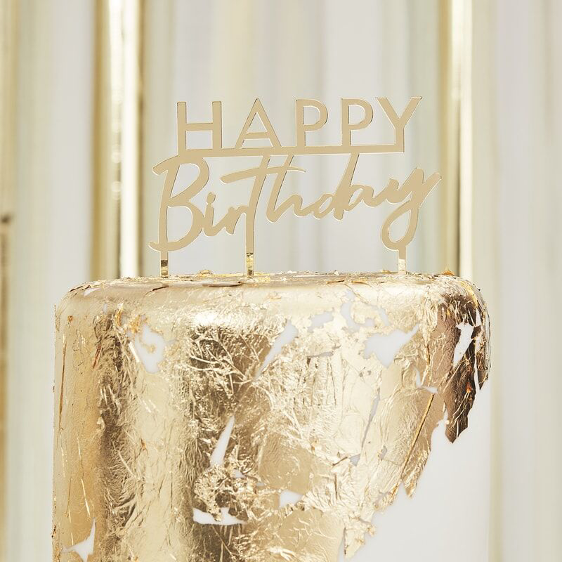 Photo de Ginger Ray® Décoration pour gâteau Gold Happy Birthday