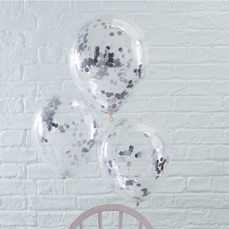 Photo de Ginger Ray® Ballons avec confettis Silver 5 pièces