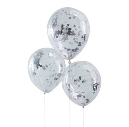 Ginger Ray® Ballons avec confettis Silver 5 pièces