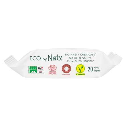 Eco by Naty® Lingettes Pack de voyage 20 piéces.