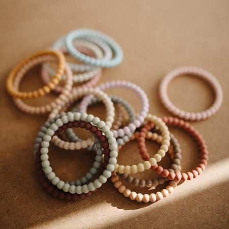 Mushie® Lot de 3 bracelets de dentition en silicone Pearl Berry/Marigold/Khaki 