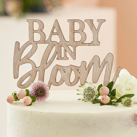 Photo de Ginger Ray® Décoration en bois pour gâteau Baby in Bloom