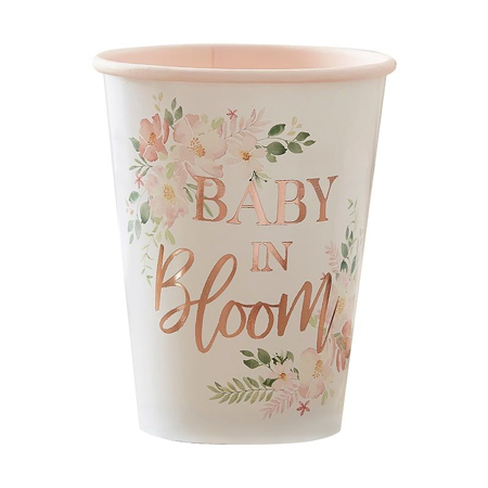 Ginger Ray® Gobelets en carton dorés pour baby shower Baby in Bloom