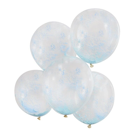 Ginger Ray® Ballons avec confettis Pastel Blue 5 pièces