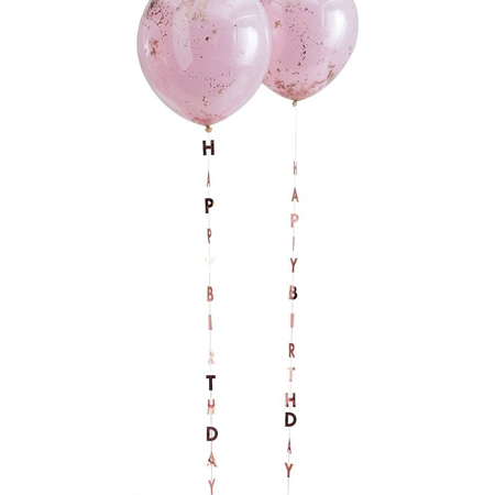 Ginger Ray®  Rubans pour ballons "Happy Birthday" Mix It Up Rose Gold