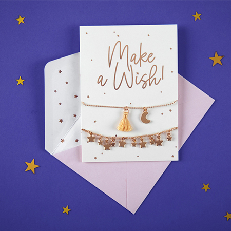 Party Deco® Carte "Make a  wish !" avec Bracelets