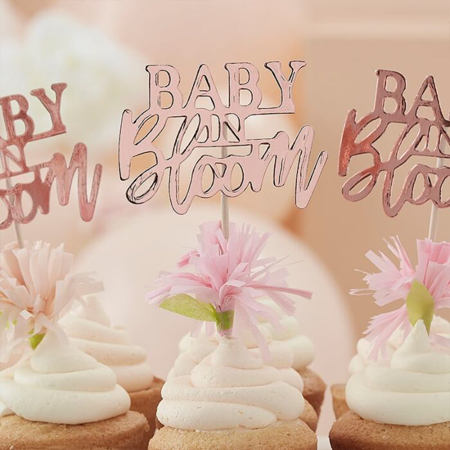 Photo de Ginger Ray® Toppers à pâtisseries Baby in Bloom (12 pièces)