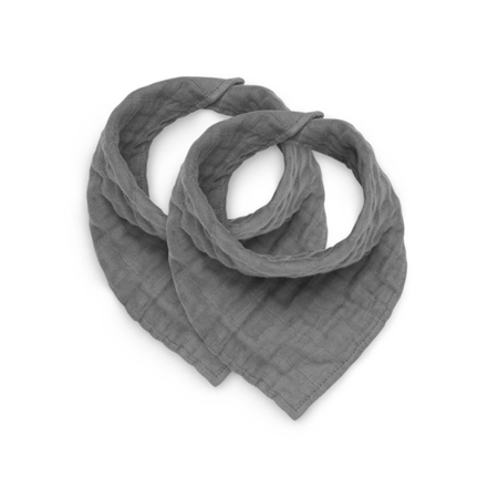 Photo de Jollein® Bavoir bandana en coton froissé Storm Grey (2 pièces)