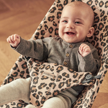BabyBjörn® Transat à balance Bliss Coton Surpiqûre à carreaux Beige/Leopard