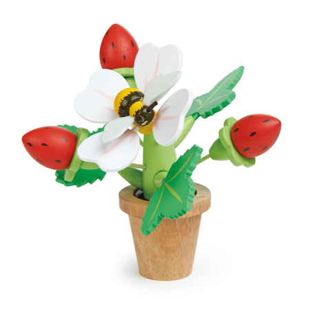Tender Leaf Toys® Pot de Fleurs et Fraises Strawberry flower set en bois
