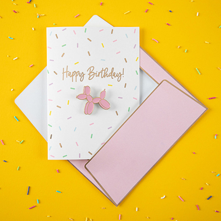 Party Deco® Carte d'anniversaire avec pin's Chien Ballon 