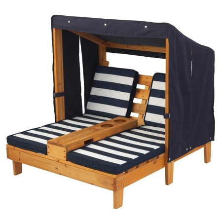Photo de  KidKraft® Double chaise longue avec rideau - Honey & Navy